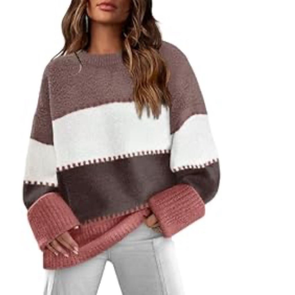 EUC XIEERDUO Oversized Crewneck Long Sleeve Fuzzy Knit Warm Pullover Sweater